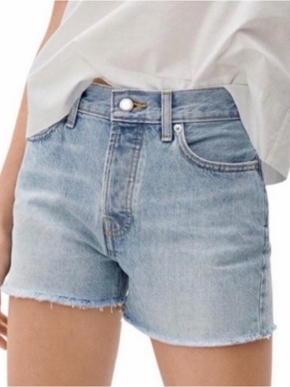 Everlane High-Rise Light Blue Denim Cutoff Shorts